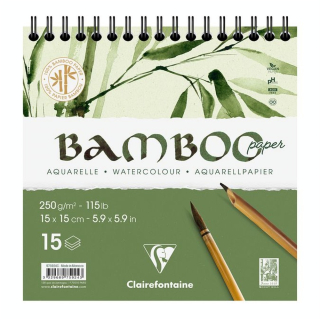 Papier Aquarelle Bamboo 250 g/m² Bloc Spiralé de 15 feuilles - Clairefontaine - Rougier et Plé