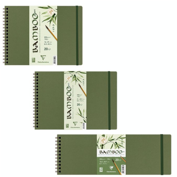 Papier Aquarelle Bamboo 250 g/m² Bloc Spiralé de 20 feuilles - Clairefontaine - Rougier et Plé