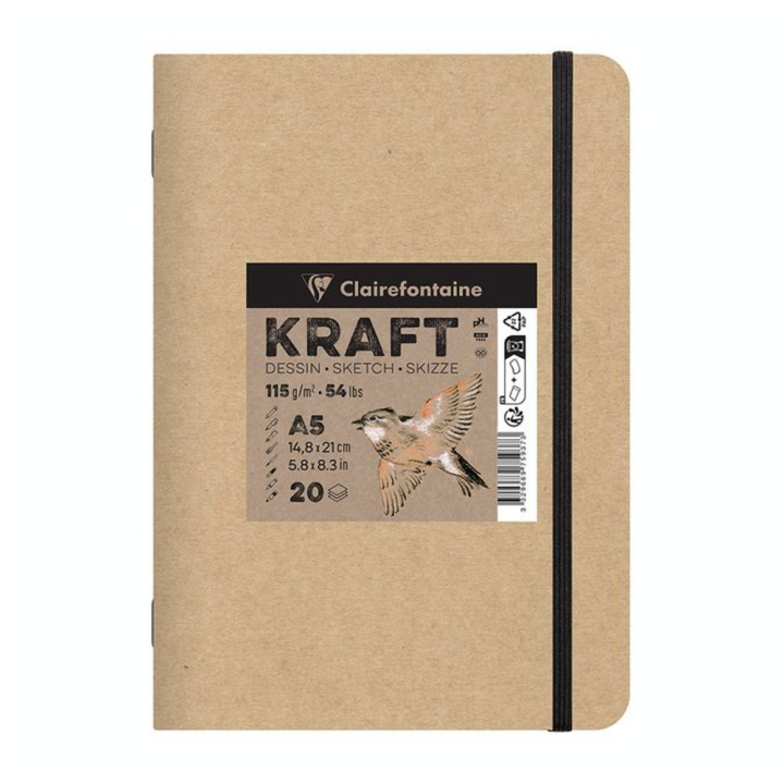 Carnet de Dessin Kraft 115 g/m² 20 Feuilles - Piqué - Clairefontaine - Rougier et Plé