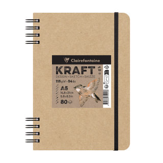 Carnet de Dessin Kraft 115 g/m² 80 Feuilles - Spiralé - Clairefontaine - Rougier et Plé