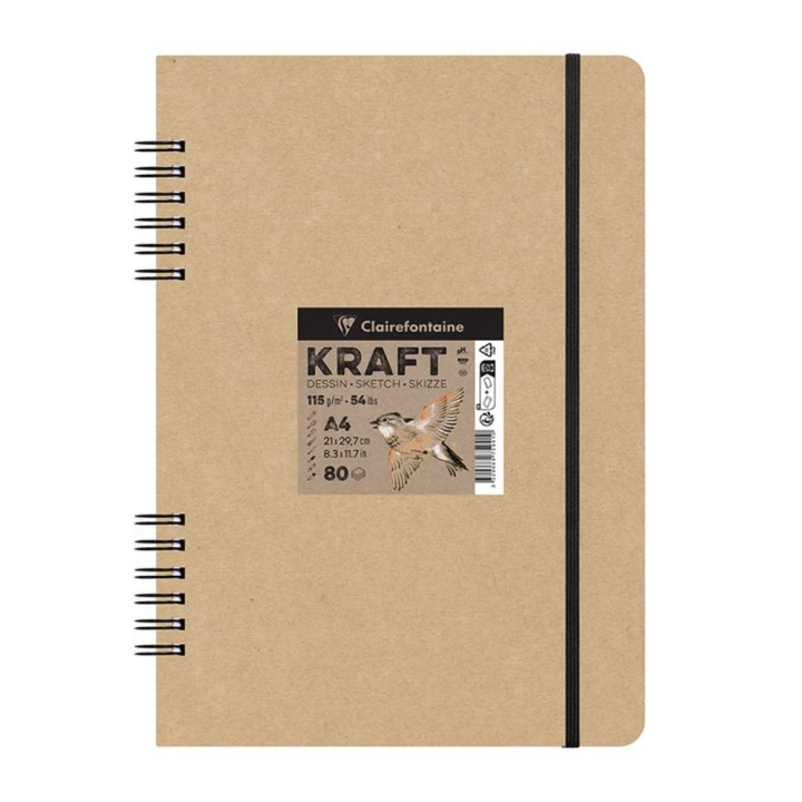 Carnet de Dessin Kraft 115 g/m² 80 Feuilles - Spiralé - Clairefontaine - Rougier et Plé
