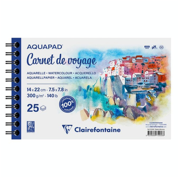 Papier Aquarelle Aquapad Carnet de voyage 300 g/m² - Clairefontaine - Rougier et Plé