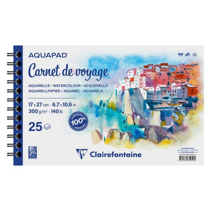 Papier Aquarelle Aquapad Carnet de voyage 300 g/m² - Clairefontaine - Rougier et Plé