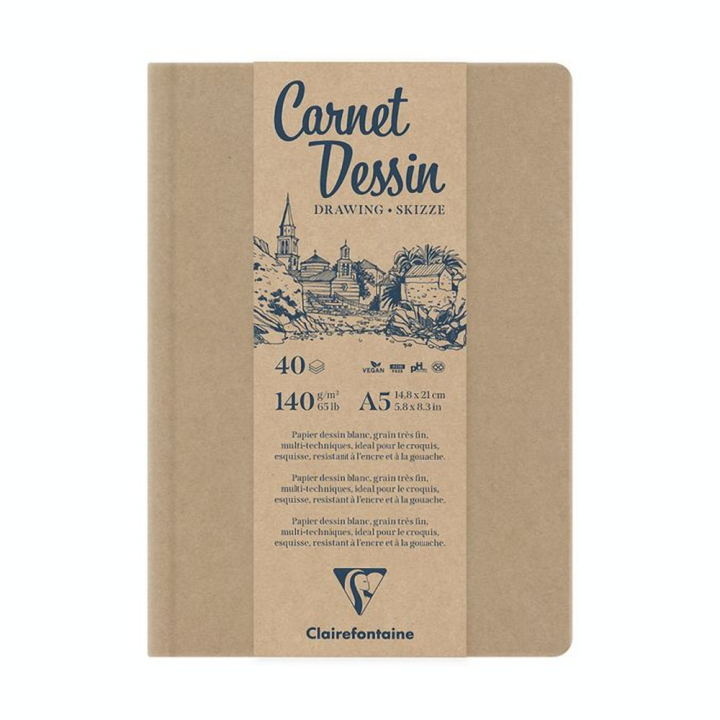 Carnet de Dessin 140 g/m² 40 Feuilles Blanches - Clairefontaine - Rougier et Plé