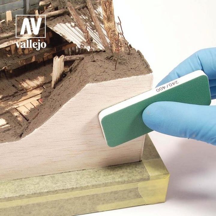 Bloc de ponçage double-face 80 x 30 x 6 mm 3 pcs - Vallejo - Rougier et Plé