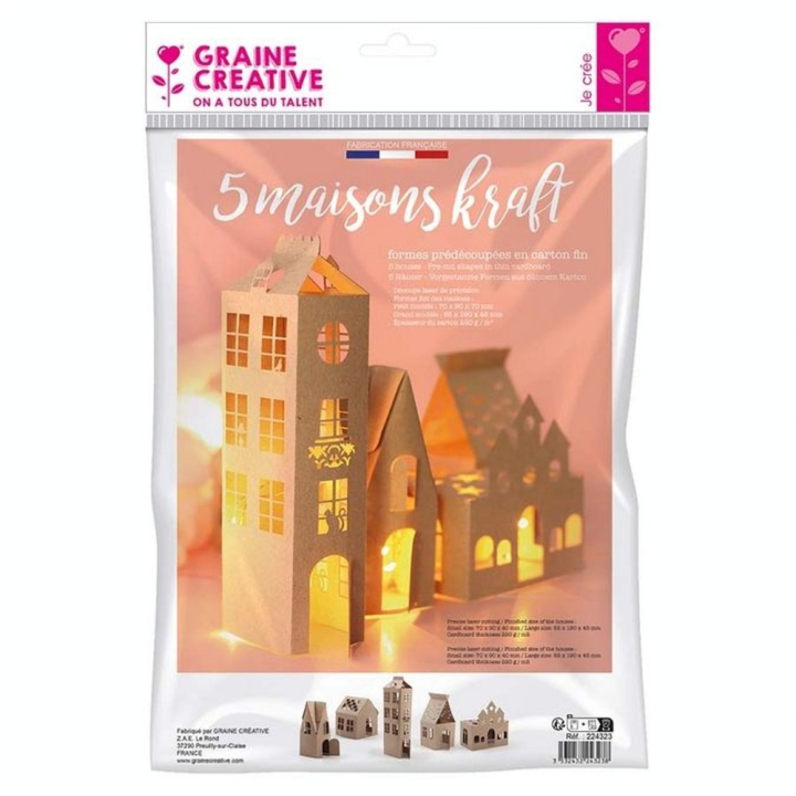 Maison Kraft 220 g/m² Lot de 5 pcs - Graine Créative - Rougier et Plé