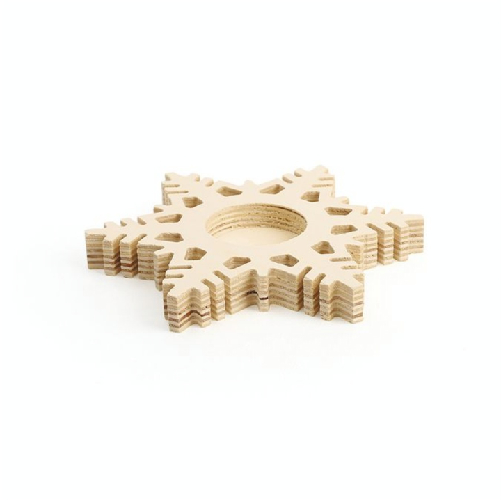 Porte-Bougie en bois 15 x 15 cm Flocon Givré - Graine Créative - Rougier et Plé