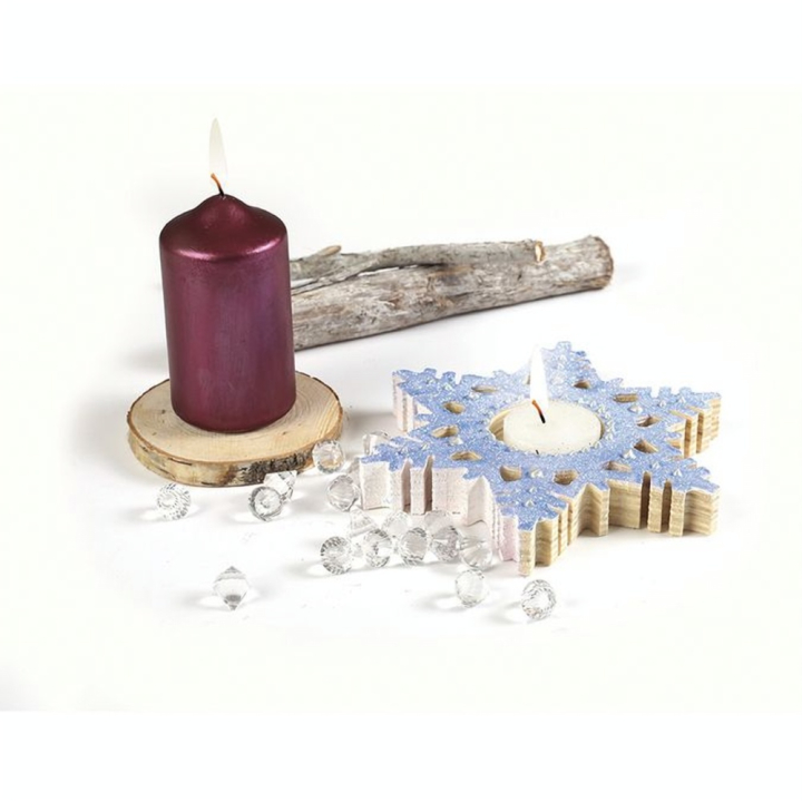 Porte-Bougie en bois 15 x 15 cm Flocon Givré - Graine Créative - Rougier et Plé