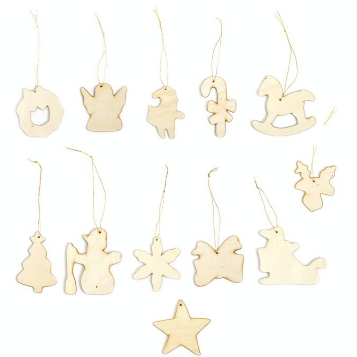 Figurines de Noël en bois à suspendre 12 pcs - Graine Créative - Rougier et Plé