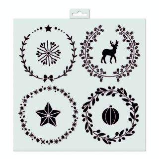 Pochoir déco Couronnes de Noël 30 x 30 cm - Aladine - Rougier et Plé