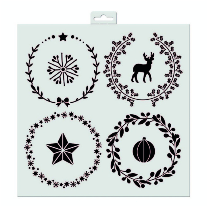 Pochoir déco Couronnes de Noël 30 x 30 cm - Aladine - Rougier et Plé