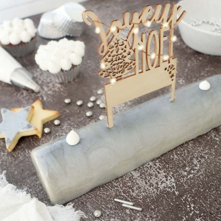 Cake Topper LED Joyeux Noël 12,5 x 14 cm - ScrapCooking - Rougier et Plé