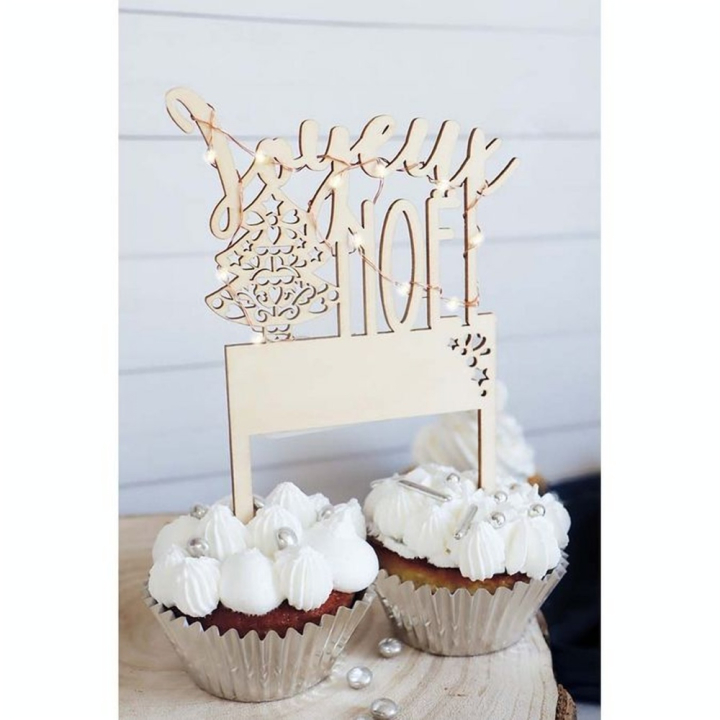 Cake Topper LED Joyeux Noël 12,5 x 14 cm - ScrapCooking - Rougier et Plé