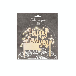 Cake Topper LED Happy New Year 13,5 x 16,4 cm - ScrapCooking - Rougier et Plé