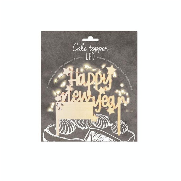 Cake Topper LED Happy New Year 13,5 x 16,4 cm - ScrapCooking - Rougier et Plé