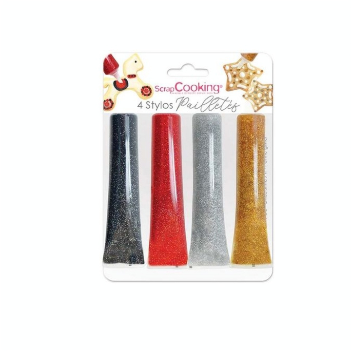Stylos alimentaires Pailletés 4 pcs - ScrapCooking - Rougier et Plé