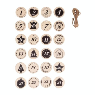Chiffres Calendrier de l'avent 24 pcs Rondelles de bois ø 4 cm - Rayher - Rougier et Plé