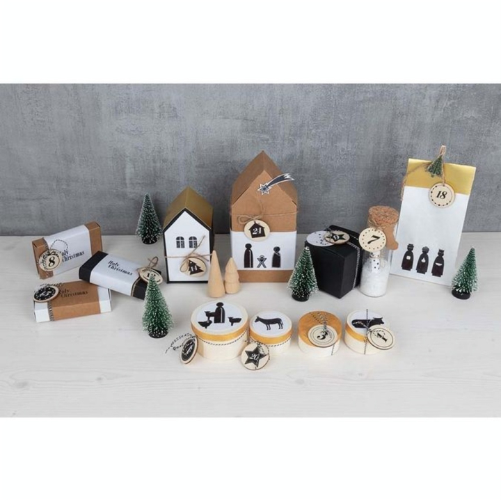 Chiffres Calendrier de l'avent 24 pcs Rondelles de bois ø 4 cm - Rayher - Rougier et Plé