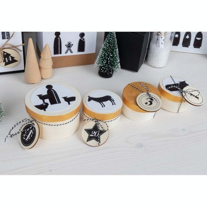 Chiffres Calendrier de l'avent 24 pcs Rondelles de bois ø 4 cm - Rayher - Rougier et Plé