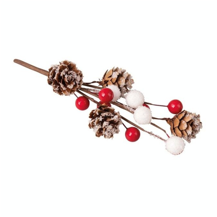Branche décorative Pommes de pin et baies 17 cm - Rayher - Rougier et Plé
