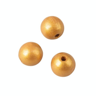 Boules en bois percées ø 12 mm 25 pcs Doré mat - Rayher - Rougier et Plé