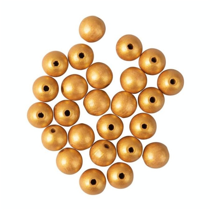 Boules en bois percées ø 12 mm 25 pcs Doré mat - Rayher - Rougier et Plé