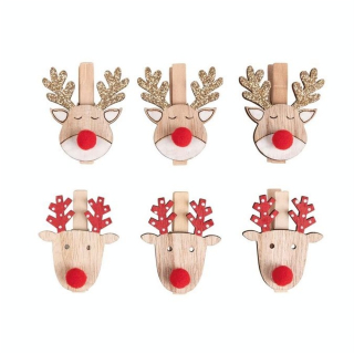 Pinces à linge Renne de Noël 6 pcs - Rayher - Rougier et Plé
