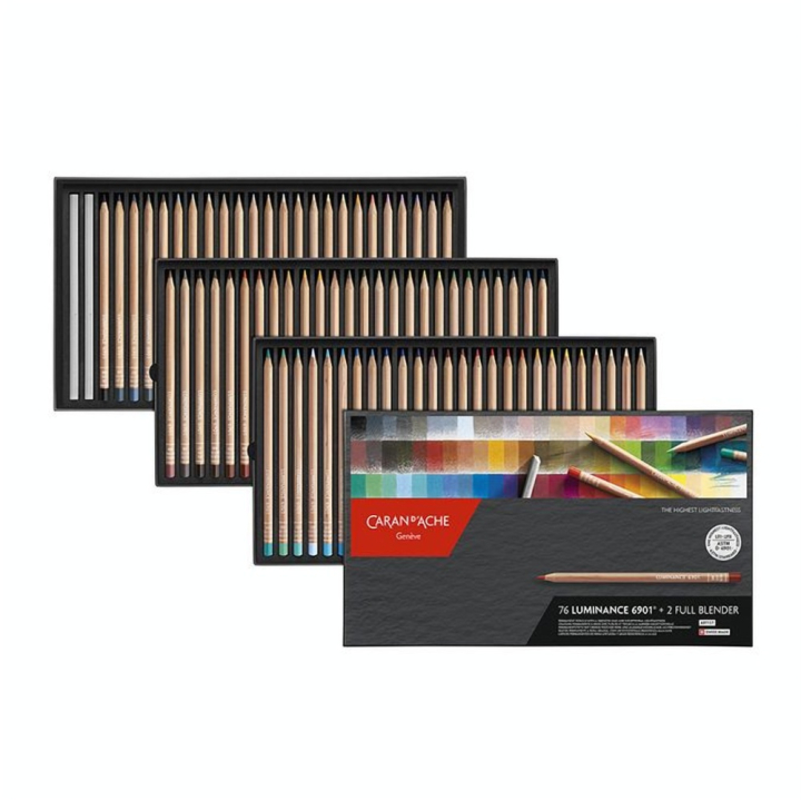 Crayon de couleur Luminance 6901® 76 pcs + 2 Full Blender - Caran d'Ache - Rougier et Plé
