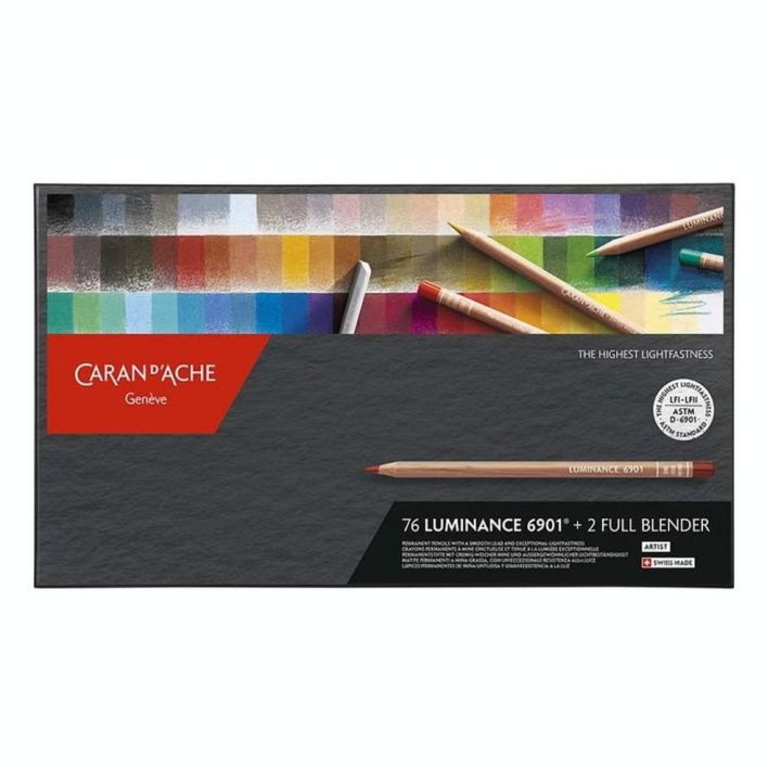 Crayon de couleur Luminance 6901® 76 pcs + 2 Full Blender - Caran d'Ache - Rougier et Plé