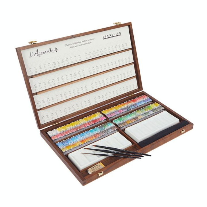 Coffret en Bois Aquarelle Extra-Fine 96 1/2 godets - Sennelier - Rougier et Plé