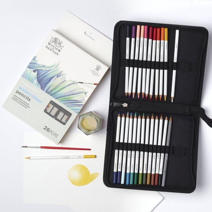 Crayons de couleur Aquarellables Studio collection Trousse de 26 pcs - Winsor & Newton - Rougier et Plé