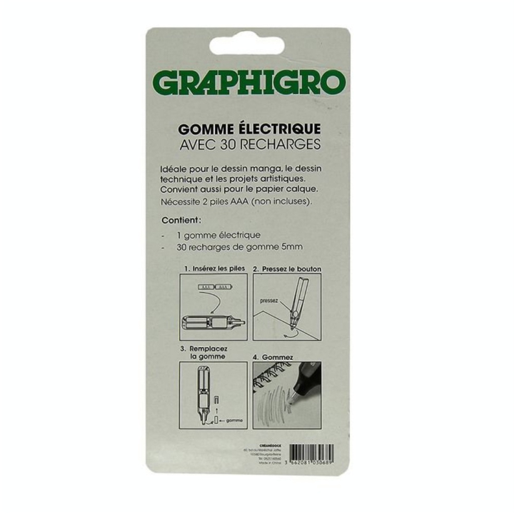 Gomme électrique + 30 recharges - Graphigro - Rougier et Plé