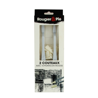 Couteau à estomper 2 pcs et 10 embouts en mousse - Rougier&Plé - Rougier et Plé