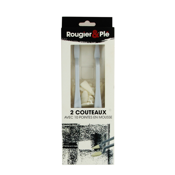 Couteau à estomper 2 pcs et 10 embouts en mousse - Rougier&Plé - Rougier et Plé