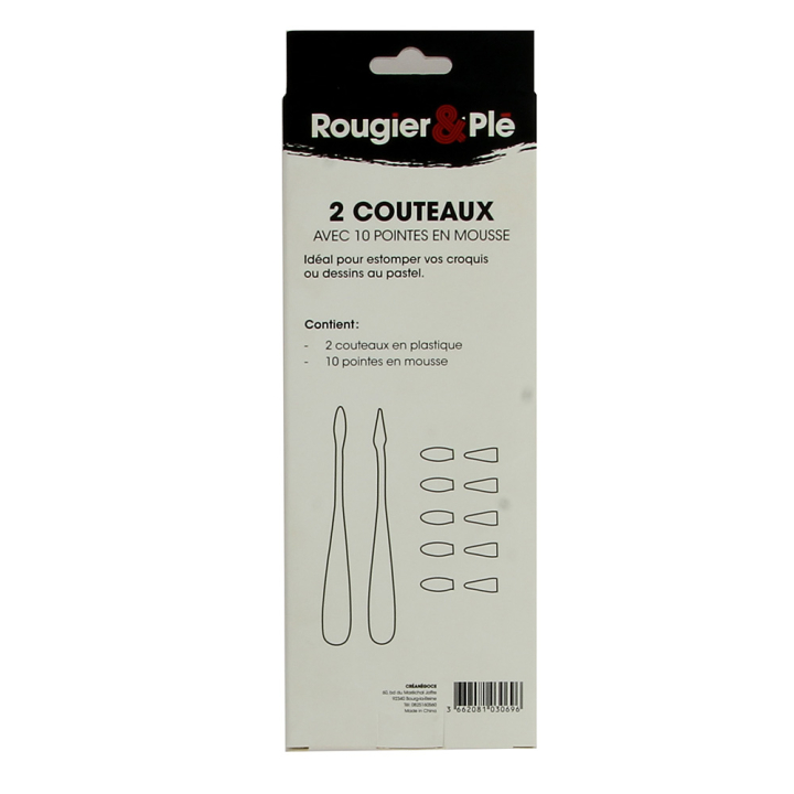 Couteau à estomper 2 pcs et 10 embouts en mousse - Rougier&Plé - Rougier et Plé