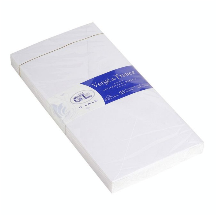 Enveloppes doublées Vergé de France 110 x 220 mm 100 g/m² 25 pcs - G. Lalo - Rougier et Plé