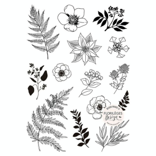 Tampons transparents Hiver en fleurs 14 pcs - Florilèges Design - Rougier et Plé