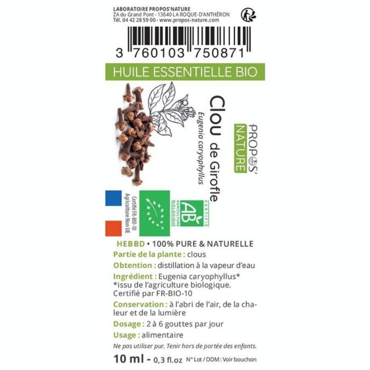 Huile Essentielle Clou de Girofle Bio 10 ml - Joli'Essence - Rougier et Plé