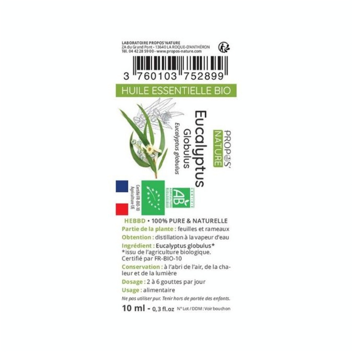 Huile Essentielle Eucalyptus Globulus Bio 10 ml - Joli'Essence - Rougier et Plé