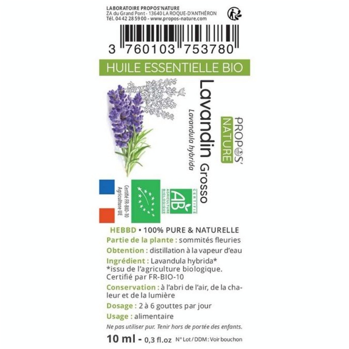 Huile Essentielle Lavandin Grosso Bio 10 ml - Joli'Essence - Rougier et Plé