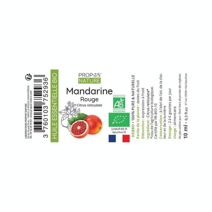 Huile Essentielle Mandarine Rouge Bio 10 ml - Joli'Essence - Rougier et Plé