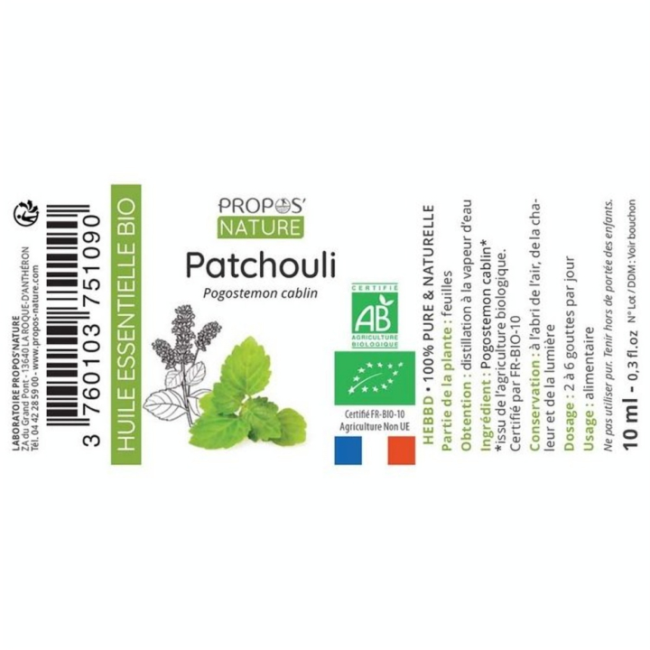 Huile Essentielle Patchouli Bio 10 ml - Joli'Essence - Rougier et Plé