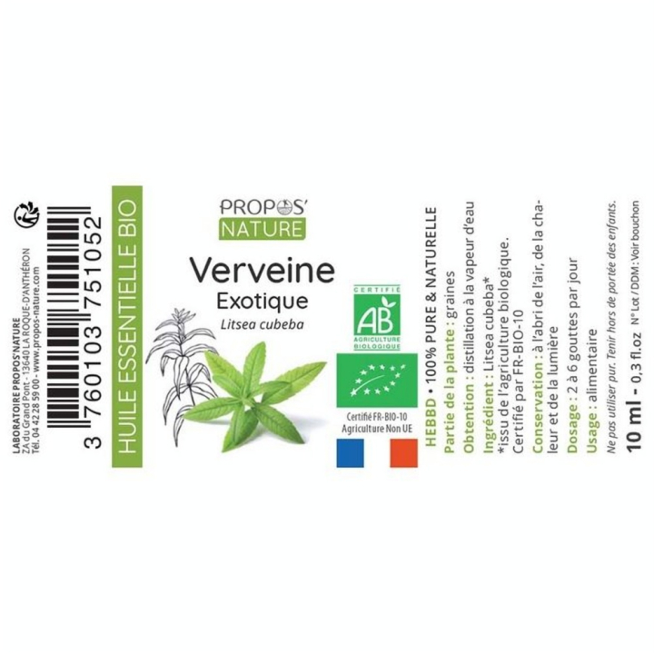 Huile Essentielle Verveine Exotique Bio 10 ml - Joli'Essence - Rougier et Plé