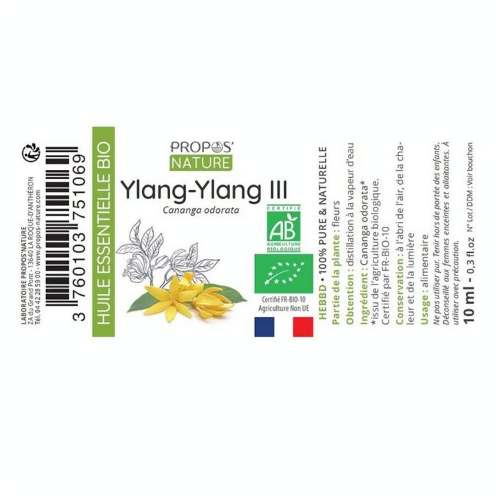 Huile Essentielle Ylang-Ylang III Bio 10 ml - Joli'Essence - Rougier et Plé