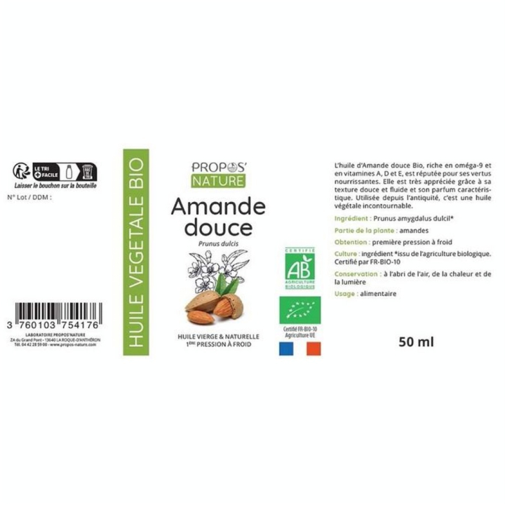 Huile Végétale Amande Douce Bio 50 ml - Joli'Essence - Rougier et Plé