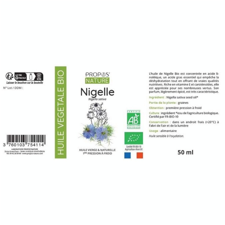 Huile Végétale Nigelle Bio 50 ml - Joli'Essence - Rougier et Plé