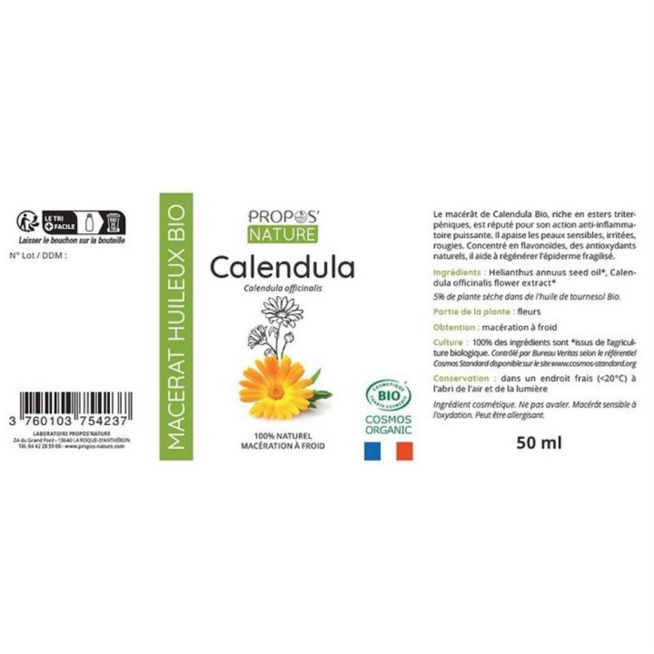 Macérât Huileux Calendula Bio 50 ml - Joli'Essence - Rougier et Plé