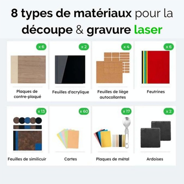 Matériaux pour Machine Laser 283 pcs Kit de découverte - XTOOL - Rougier et Plé