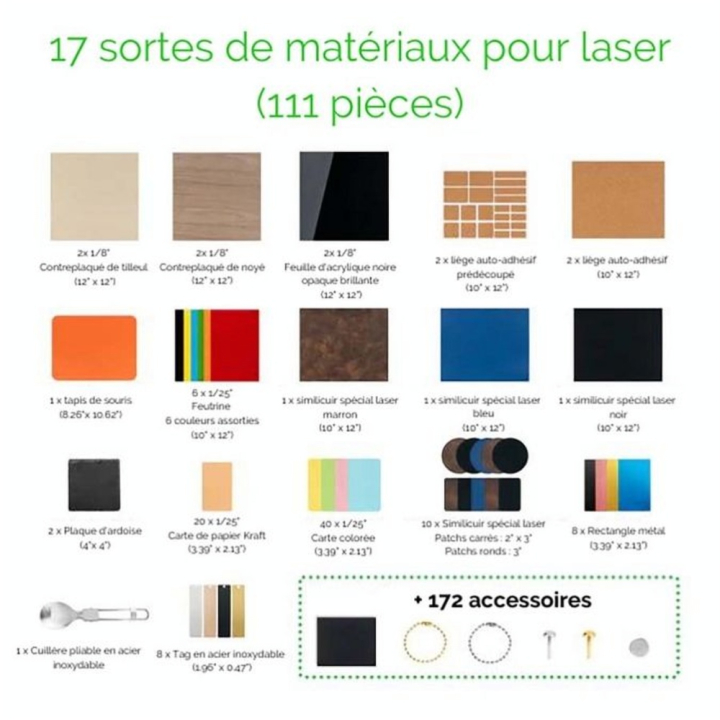 Matériaux pour Machine Laser 283 pcs Kit de découverte - XTOOL - Rougier et Plé