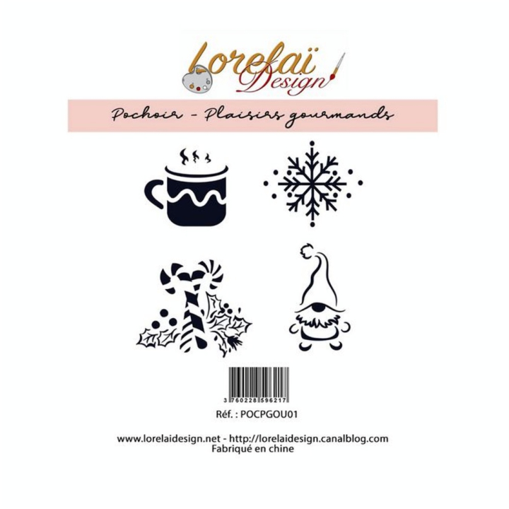 Pochoir Plaisirs gourmands 15 x 15 cm - Lorelai Design - Rougier et Plé